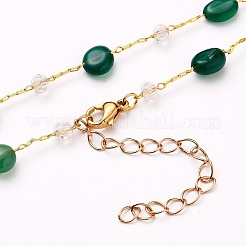 Самородки ожерелья из бисера с натуральными драгоценными камнями NJEW-JN03188