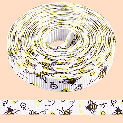 Полиэстеровые ленты с принтом пчел&nbsp;SRIB-WH20020-018B