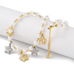 Ожерелья из латунных бусин с микропаве из прозрачного кубического циркония NJEW-Z059-05PG-02