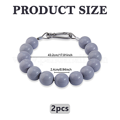 Застежки для ключей из ПВХ с бусинами из нержавеющей стали 304&nbsp;FIND-WH0199-331