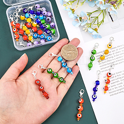 7 chakra fait à la main au chalumeau mauvais œil perlé pendentif décorations&nbsp;AJEW-CA0003-48