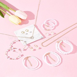 Серьги из пластикового искусственного жемчуга и ракушечного жемчуга SJEW-FS0001-02