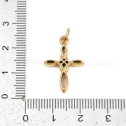 304ステンレスペンダント  丸カン付き  ゴールドカラー  クロス  23x15x3mm  穴：4.5mm&nbsp;LS-STAS-K307-09B-G