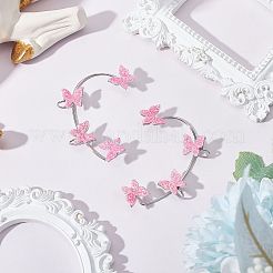 2 шт. 2 стильных блестящих серег-каффов в форме бабочек EJEW-SC0001-26B