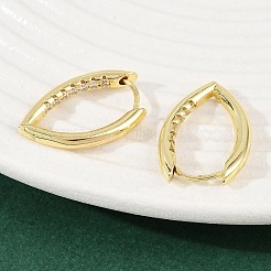 Серьги-кольца с микропаве из прозрачного кубического циркония и конским глазом из латуни EJEW-G446-04B-G