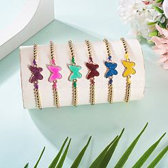 6шт 6-цветный сплав эмалированных звеньев браслета BJEW-TAC0043