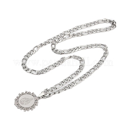 Плоские круглые подвески с узором Virgin из нержавеющей стали 201 для мужчин и женщин NJEW-K283-20P