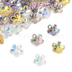 70 шт. 5-цветные прозрачные гальванические стеклянные колпачки для бусин EGLA-FS0001-55