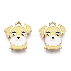 合金エナメルチャーム  ライトゴールド  犬  レモンシフォン  18x15.5x1.5mm  穴：1.8mm&nbsp;ENAM-S119-002A