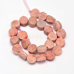 Flat Round elettrodeposte druzy naturale perline di cristallo di quarzo fili&nbsp;G-A141-8mm-A03