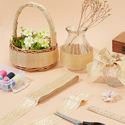 Жаккардовые цветочные ленты из полиэстера SRIB-WH0011-167C