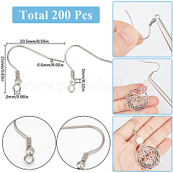 200 шт. крючки для сережек из нержавеющей стали 304&nbsp;STAS-SC0008-23