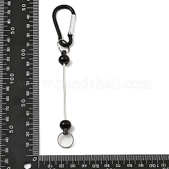 アルミ製クライミングカラビナ  ビーズ付き鉄製キー留め  ブラック  146mm&nbsp;AJEW-B025-01