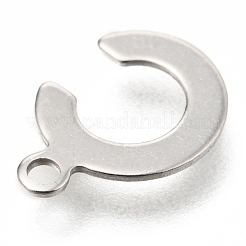 変色しない201ステンレススチールチャーム  アルファベット  文字.c  12x8.4x0.6mm  穴：1.4mm&nbsp;STAS-C021-06P-C