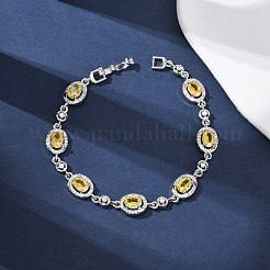 Браслеты-цепочки из овальной латуни с микропаве из кубических цирконий для женщин&nbsp;BJEW-D387-04P-04