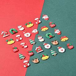 48шт 12 стиля рождественская тема непрозрачные подвески из смолы RESI-FS0001-73