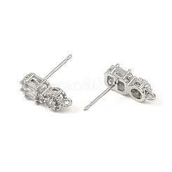 Латунные микро-паве прозрачные серьги-гвоздики из циркония&nbsp;LS-KK-C107-06P