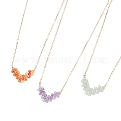 3 pz. 3 stili di collana con ciondolo a forma di freccia in ottone con perline rotonde sfaccettate in avventurina verde naturale&nbsp;NJEW-TA00207