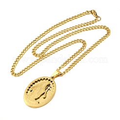 Ожерелье из витой цепи с подвеской Девы Марии из нержавеющей стали 201&nbsp;LS-NJEW-Q002-04G