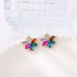 Серьги-гвоздики из цинкового сплава с цветочным принтом и стразами FS-WGAC51A-01