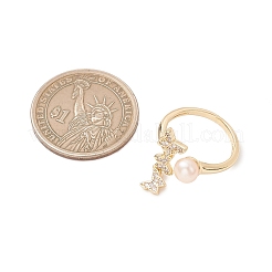 3 шт. латунные кольца-манжеты в форме бабочки с микропаве из прозрачного кубического циркония&nbsp;RJEW-JR00999