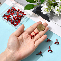 32個の合金スタッドピアスのパーツ  スターリングシルバーのピンとループが925つ  蝶結び  ファイヤーブリック  11x15x4mm  穴：1.2mm  ピン：0.7mm&nbsp;FIND-BBC0005-28A