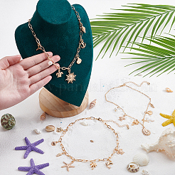 3 шт. 3 стиля океанская тема сплав ракушка солнце морская звезда подвеска ожерелье комплект&nbsp;NJEW-UN0001-57