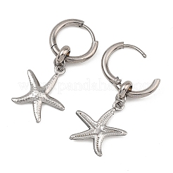 Pendientes colgantes de aro de acero inoxidable 304 con diseño oceánico para mujer&nbsp;EJEW-JE07267-02