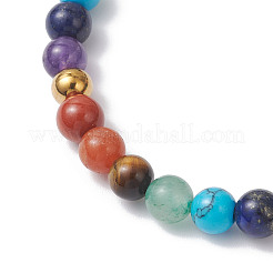 Браслеты из натуральных смешанных драгоценных камней с чакрами для женщин BJEW-JB12607-02