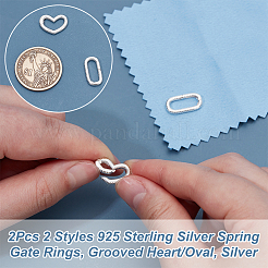 2 шт. 2 стиля 925 кольца с пружинным затвором из стерлингового серебра STER-UN0001-55