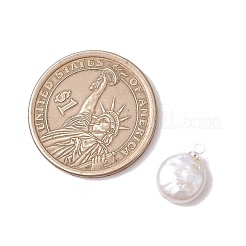 Плоские круглые подвески из натурального жемчуга кеши&nbsp;PALLOY-JF05077-02