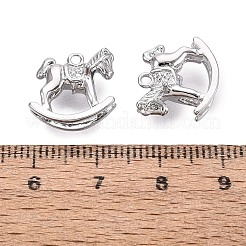 真鍮チャーム  馬のチャームをロッキング  プラチナ  13x14x6.5mm  穴：1.4~1.5mm&nbsp;KK-Q074-24P