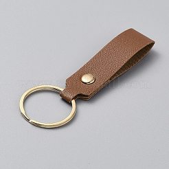 鉄とPUレザーのキーホルダー  長方形  キャメル  9.5cm&nbsp;KEYC-WH20005-01G