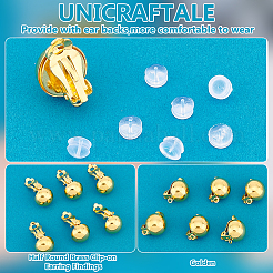 30 шт. полукруглая латунная фурнитура для сережек-клипс KK-UN0001-91G