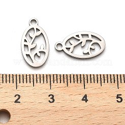 変色しない316サージカルステンレスペンダント  レーザー切断  生活のチャームの木  ステンレス鋼色  オーバル  15x8x1mm  穴：1.6mm&nbsp;STAS-H190-02P-05