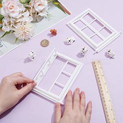 2 pièce d'ornement miniature de fenêtre en pla&nbsp;DIY-OC0015-82