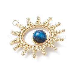 Круглый натуральный окрашенный тигровый глаз с подвесками в виде солнца из стеклянных бусин PALLOY-MZ01082-01