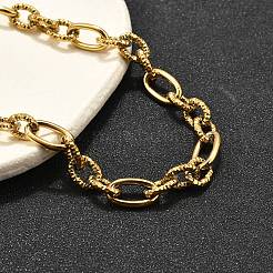 Ожерелья из текстурированной цепочки из нержавеющей стали 304 NJEW-R023-10G