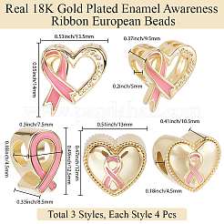 12 шт. 3 стиля латунные эмалевые европейские бусины&nbsp;OPDL-BBC0001-02