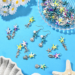 42 шт. 21 стиля синтетических окрашенных бирюзовых морских звезд и сплава морских животных&nbsp;FIND-SC0019-12