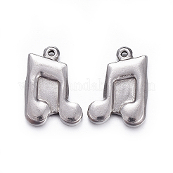 変色しにくい304ステンレススチールペンダント  音符  ステンレス鋼色  17x12x2.5mm  穴：0.8mm&nbsp;STAS-F221-09P