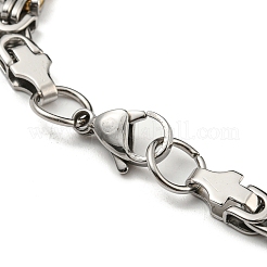 Bracciale a maglie incrociate in acciaio inossidabile 201 bicolore con placcatura ionica (ip) e catena bizantina&nbsp;BJEW-B078-27GP