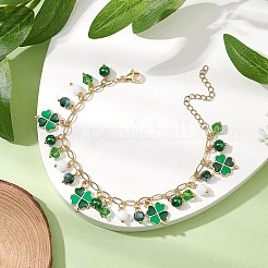 Браслеты с подвесками из стеклянных бусин ко дню святого патрика&nbsp;BJEW-JB11183