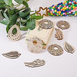 Gros pendentifs en bois non teint&nbsp;WOOD-SC0001-06