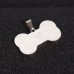 変色しにくい201ステンレススチールの骨ペンダント  ステンレス鋼色  22x40x1.5mm  穴：4x9mm&nbsp;STAS-I032-179