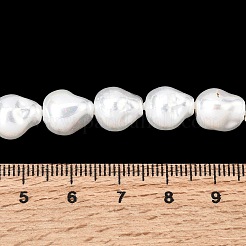 電気メッキガラスシェルパールビーズ連売り  不規則な涙  ホワイト  10~11x9~11mm  穴：1~1.2mm  約38個/連  15.75''（40センチメートル）&nbsp;BSHE-B009-D01-01
