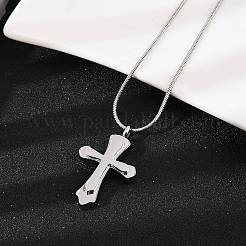 Ожерелья с подвеской в виде креста из нержавеющей стали 304 в виде урны для праха домашних животных&nbsp;NJEW-S455-02P