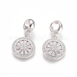 Латунь микропейв кубический цирконий европейские подвески с подвесками&nbsp;X-ZIRC-E163-19P