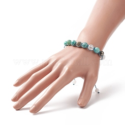 Круглый плетеный браслет из натуральных и синтетических драгоценных камней BJEW-JB09274