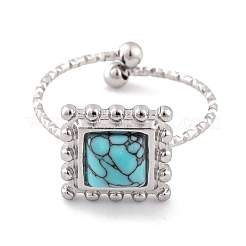 Квадратные открытые манжетные кольца из нержавеющей стали 304 RJEW-G314-01P